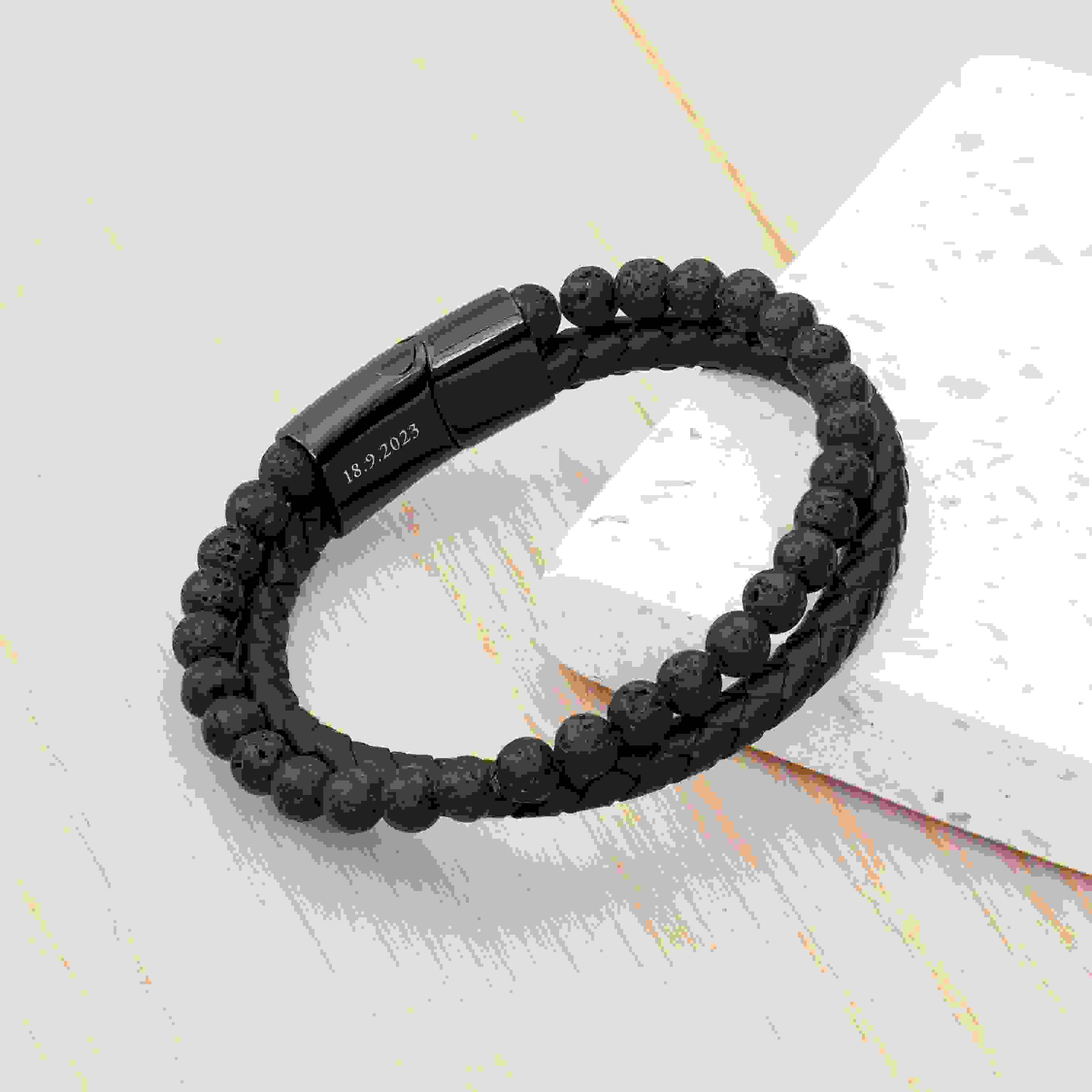 Personalised Men’s Black Rune Duo Bracelet