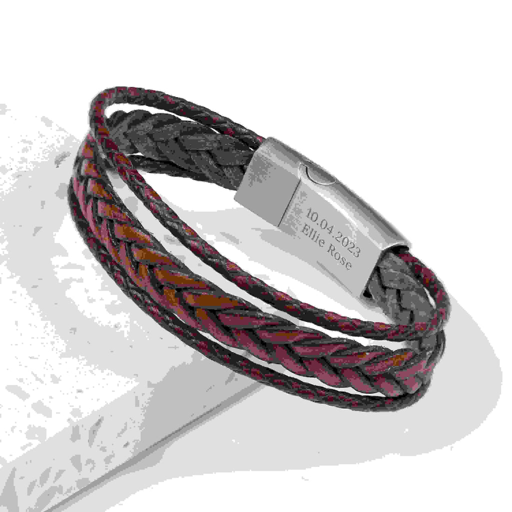 Personalised Men’s Brown Rune Woven Bracelet