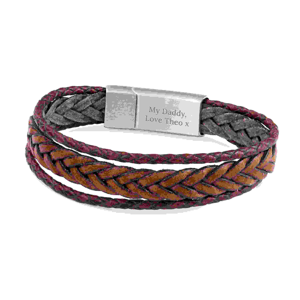 Personalised Men’s Brown Rune Woven Bracelet