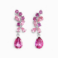 Boucles d'oreilles pendantes en argent sterling avec pierre précieuse rose