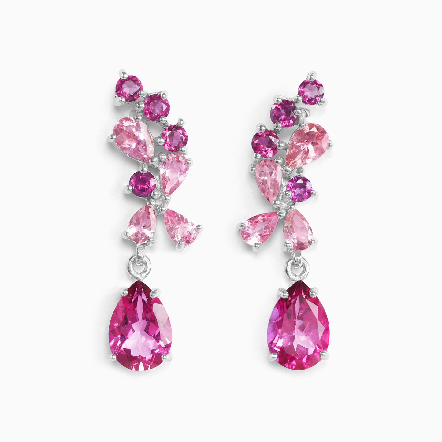 Pink Gemstone Drop Earrings in Sterling Silver - SJR London Timepiece