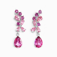 Pink Gemstone Drop Earrings in Sterling Silver - SJR London Timepiece
