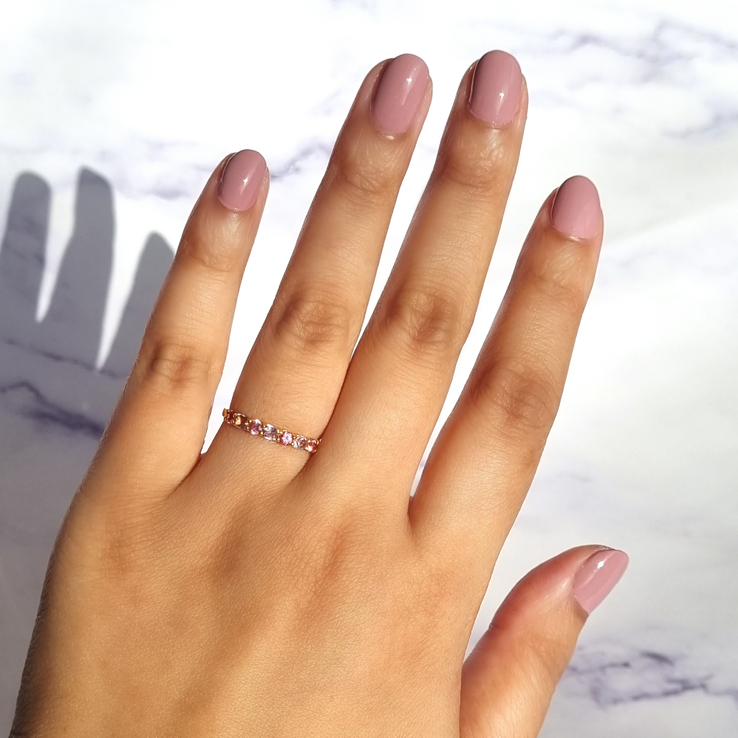 Pink Sapphire & Pink Amethyst Half Eternity Band in 18k Gold Vermeil - SJR London Timepiece