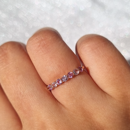 Pink Sapphire & Pink Amethyst Half Eternity Band in 18K Rose Gold Vermeil - SJR London Timepiece