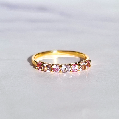 Pink Sapphire & Pink Amethyst Half Eternity Band in 18k Gold Vermeil - SJR London Timepiece