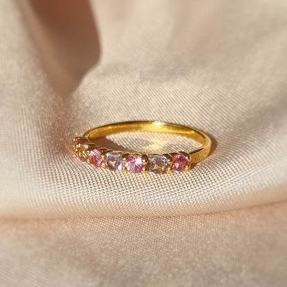Pink Sapphire & Pink Amethyst Half Eternity Band in 18k Gold Vermeil - SJR London Timepiece