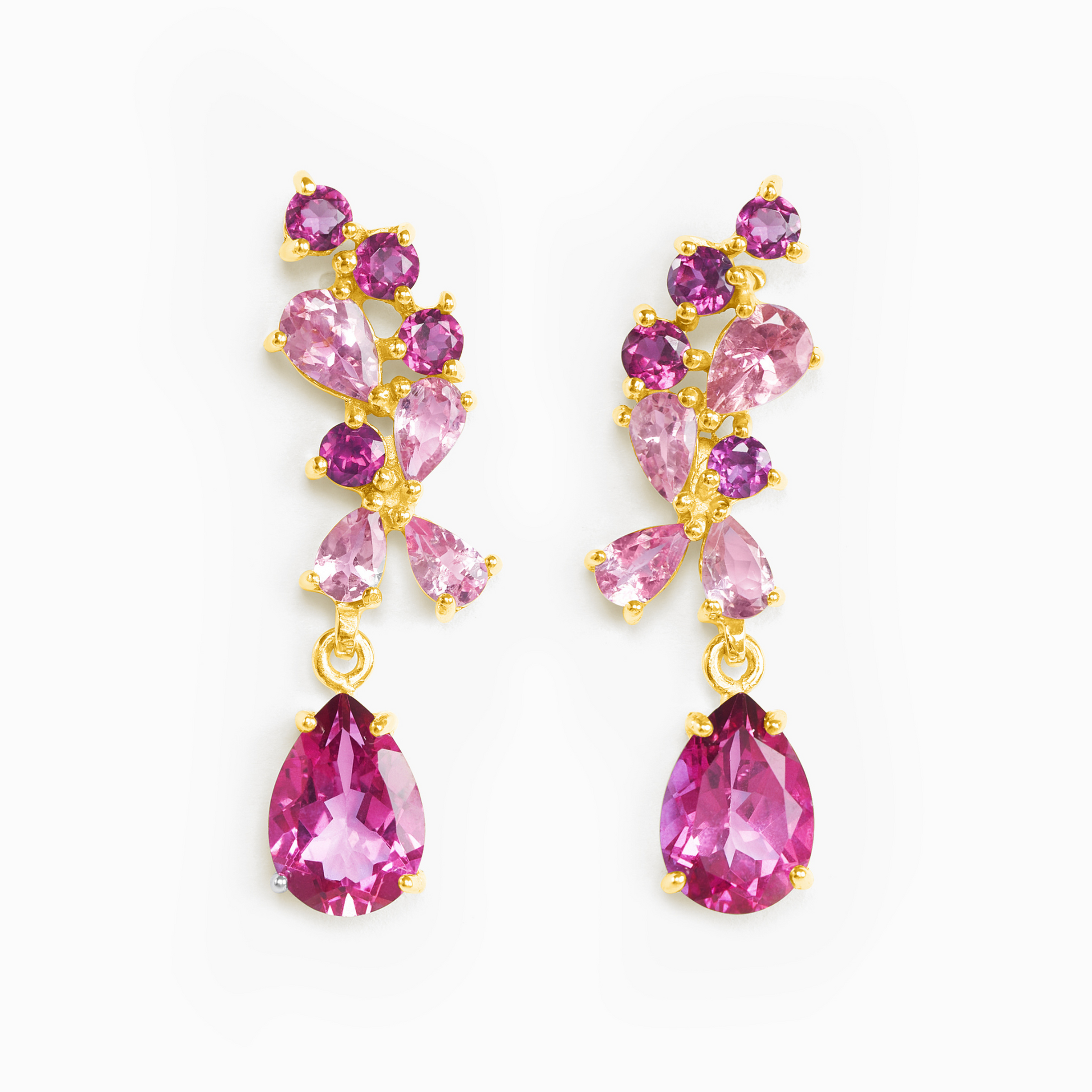 Pink Gemstone Drop Earrings in 18k Gold Vermeil - SJR London Timepiece