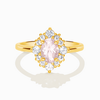 Pink Morganite Halo Ring in 18k Gold Vermeil - SJR London Timepiece