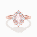 Bague auréole en morganite rose en vermeil rose 18 carats