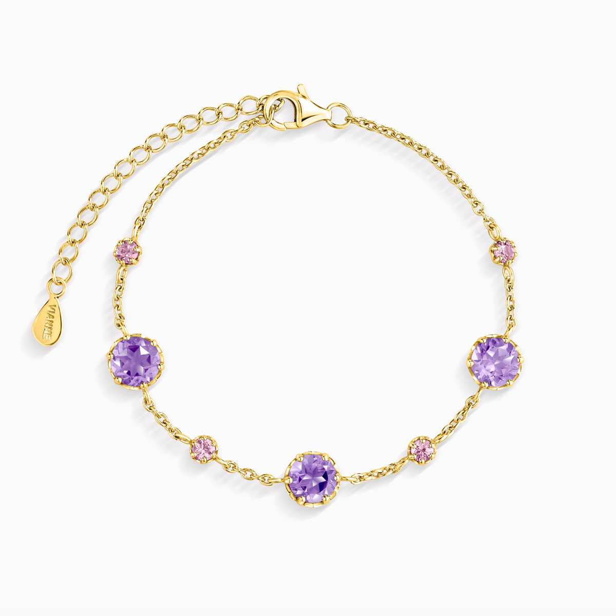 Bracelet Saphir Rose & Améthyste en Vermeil 18 carats