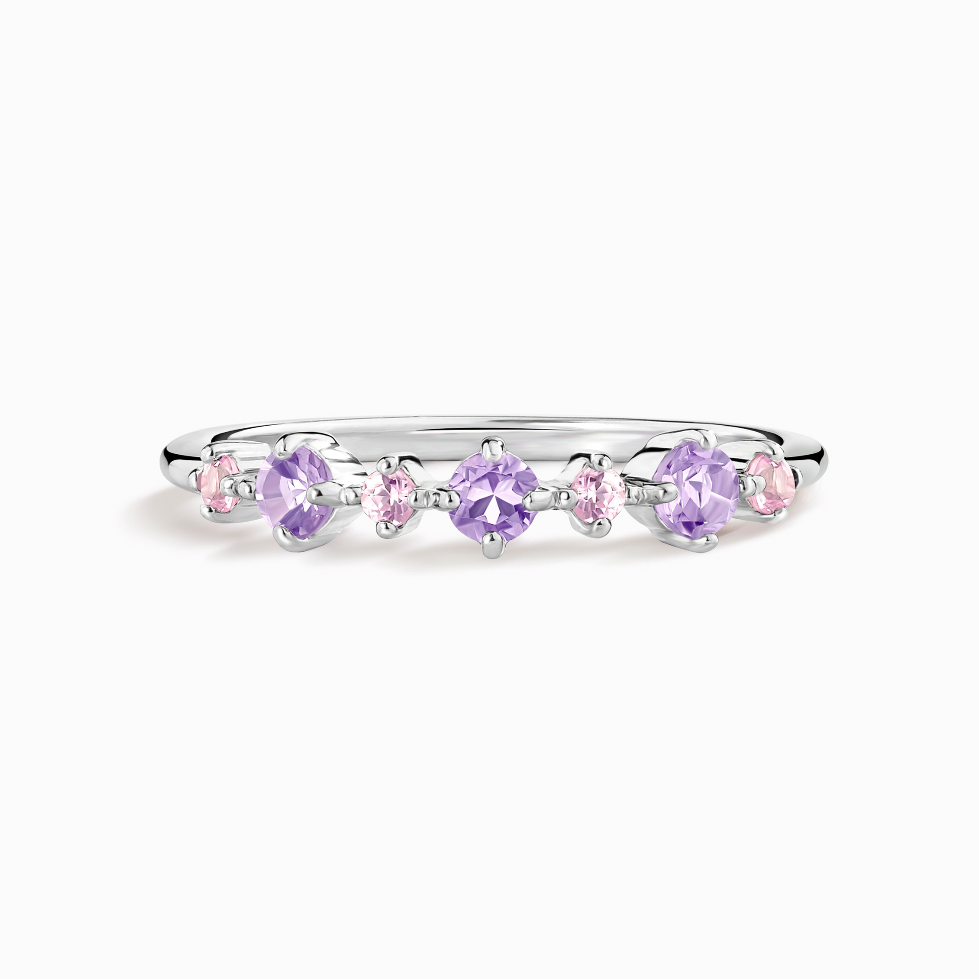 Pink Sapphire & Amethyst Stackable Half Eternity Band in Sterling Silver - SJR London Timepiece