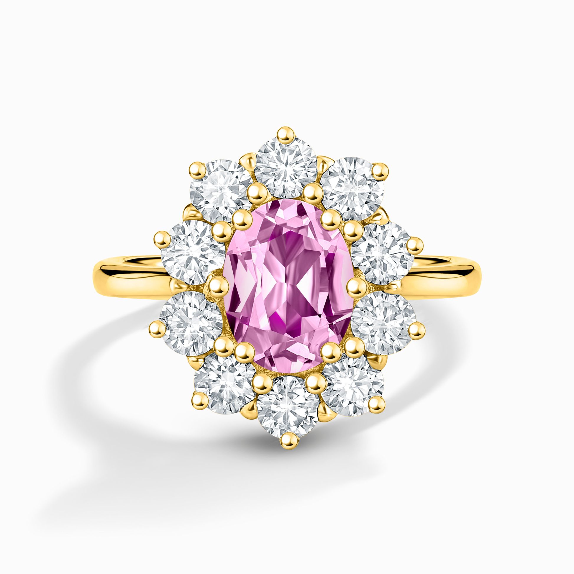 Pink Sapphire Halo Engagement Ring in 18k Gold Vermeil - SJR London Timepiece