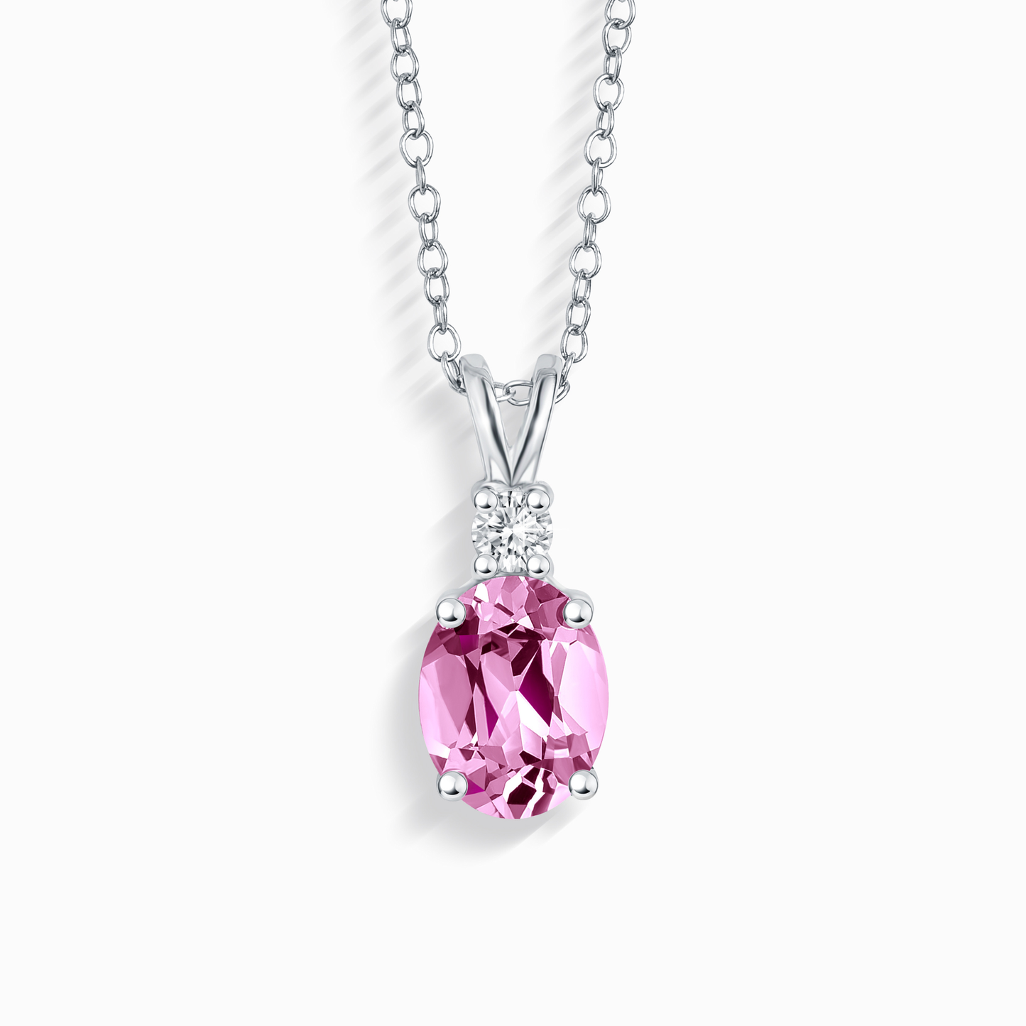 Pink Sapphire Pendant Necklace in Sterling Silver - SJR London Timepiece