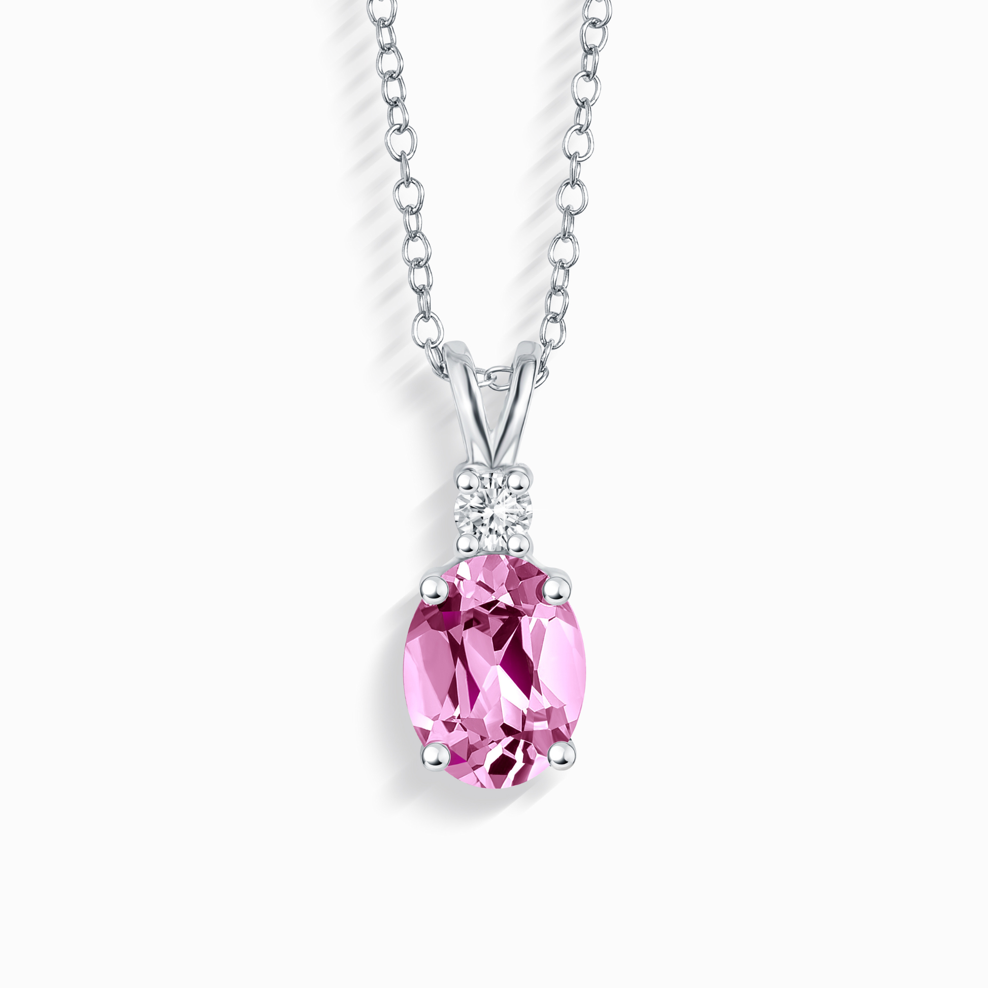 Pink Sapphire Pendant Necklace in Sterling Silver - SJR London Timepiece