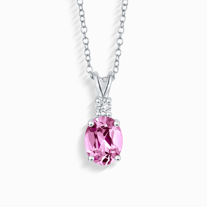 Pink Sapphire Pendant Necklace in Sterling Silver - SJR London Timepiece
