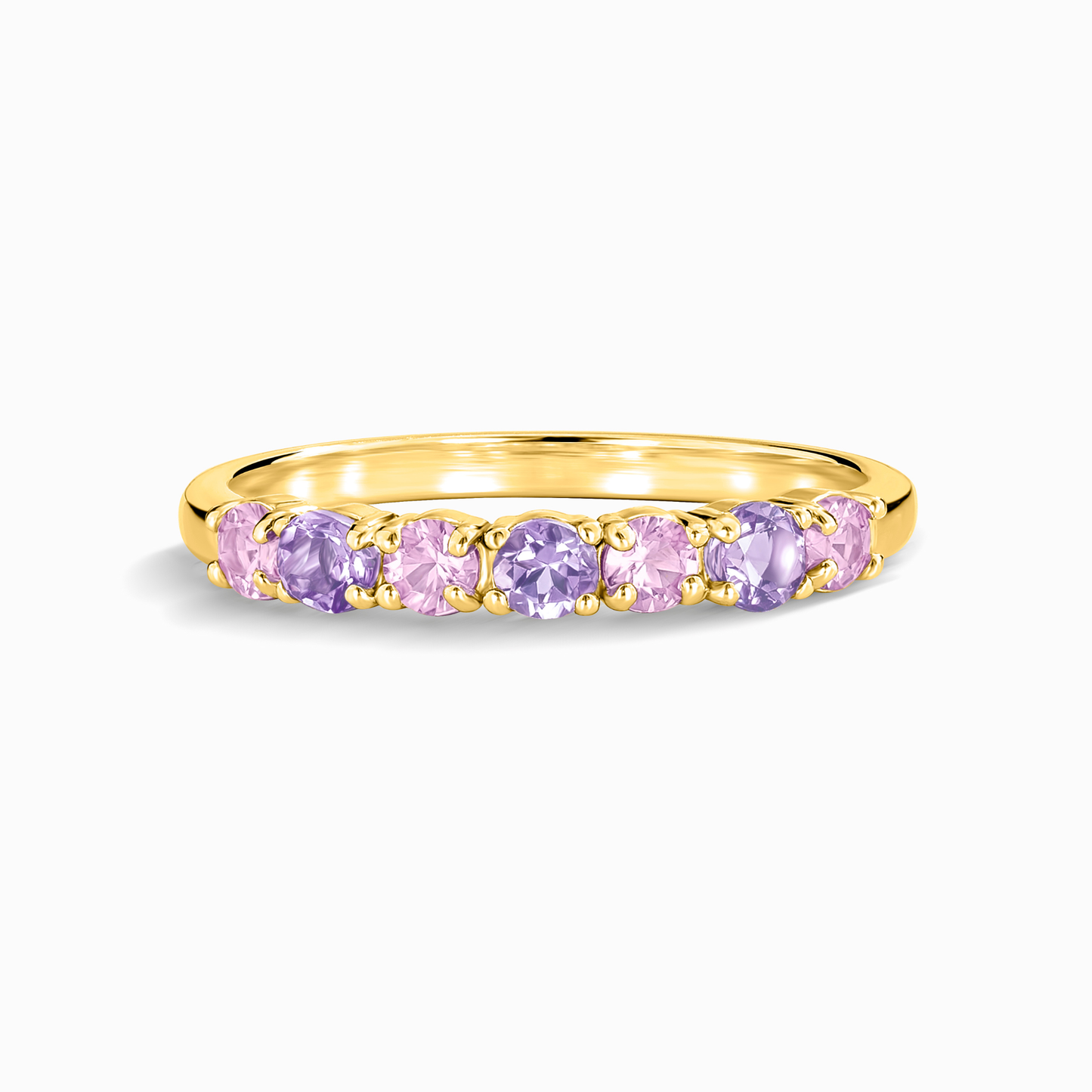 Pink Sapphire & Pink Amethyst Half Eternity Band in 18k Gold Vermeil - SJR London Timepiece