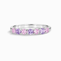 Bague demi-éternité en argent sterling avec saphir rose et améthyste rose