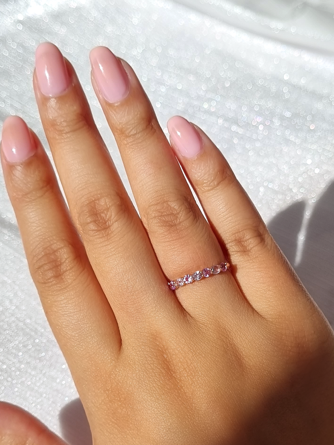 Pink Sapphire & Pink Amethyst Half Eternity Band in 18K Rose Gold Vermeil - SJR London Timepiece
