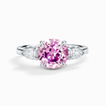 Bague de Fiançailles Trilogy Saphir Rose Taille Ronde en Argent Sterling