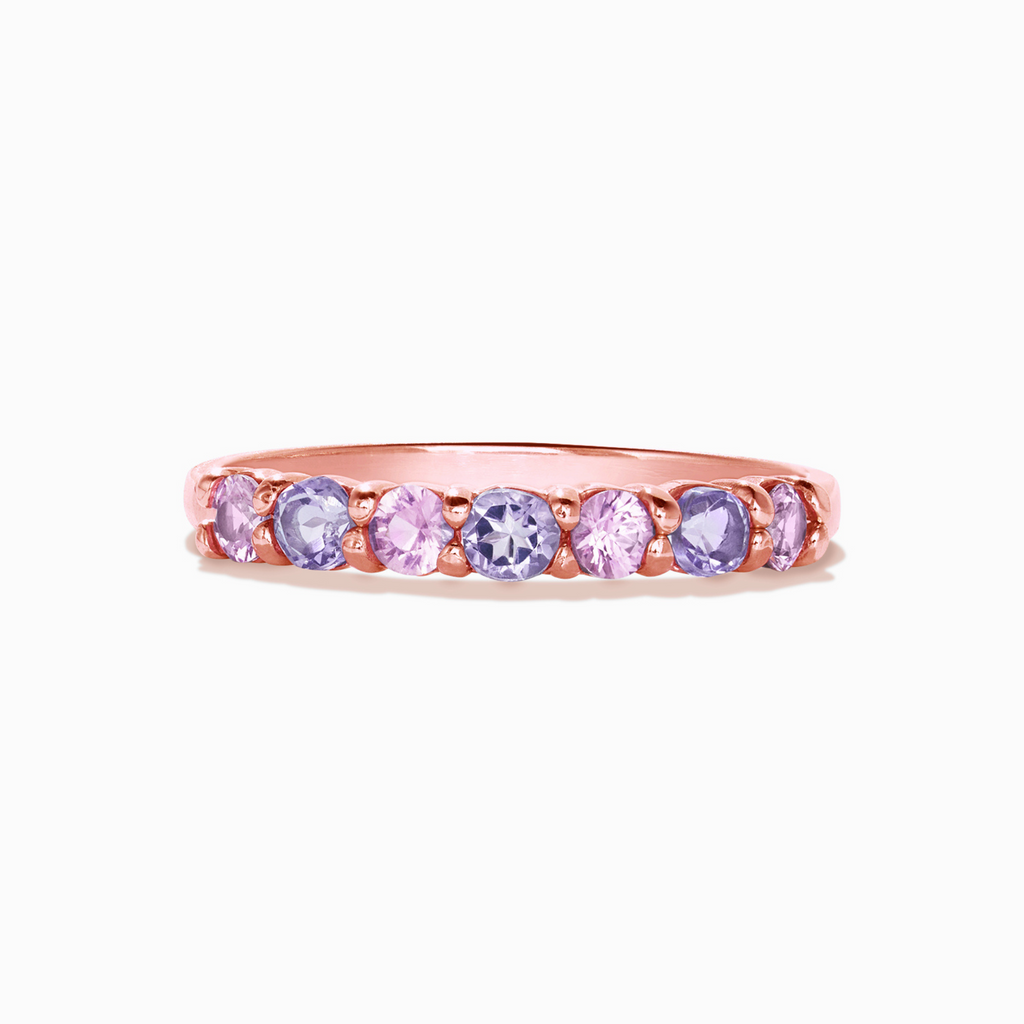 Demi-alliance Saphir Rose & Améthyste Rose en Plaqué Or Rose 18 carats