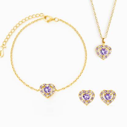 Purple Heart Lavender Amethyst Jewellery Set in 18k Gold Vermeil - SJR London Timepiece