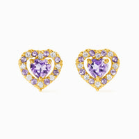 Purple Heart Lavender Amethyst Stud Earrings in 18k Gold Vermeil - SJR London Timepiece