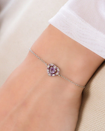 Purple Heart Lavender Amethyst Bracelet in Sterling Silver - SJR London Timepiece