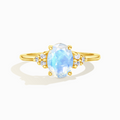 Bague Pierre de Lune Arc-en-Ciel en Vermeil Or 18 carats (Taille Ovale)