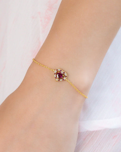 Red Heart Rhodolite Garnet Jewellery Set in 18k Gold Vermeil - SJR London Timepiece