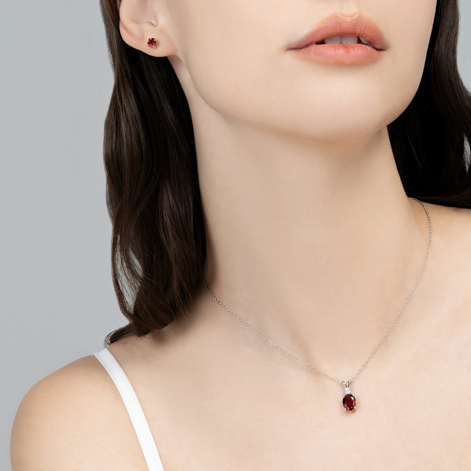 Garnet Pendant Necklace in Sterling Silver - SJR London Timepiece