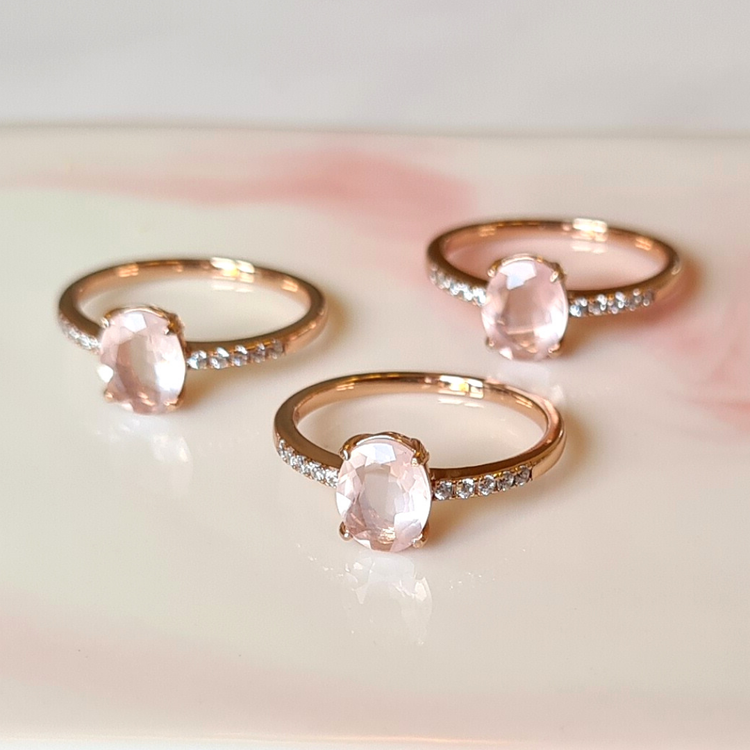 Rose Quartz Ring in Rose Gold Vermeil - SJR London Timepiece