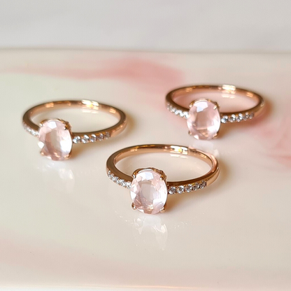 Rose Quartz Ring in Rose Gold Vermeil - SJR London Timepiece
