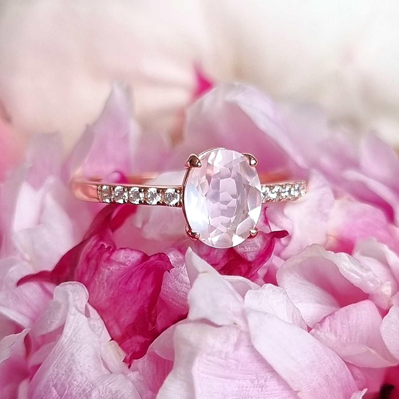 Rose Quartz Ring in Rose Gold Vermeil - SJR London Timepiece