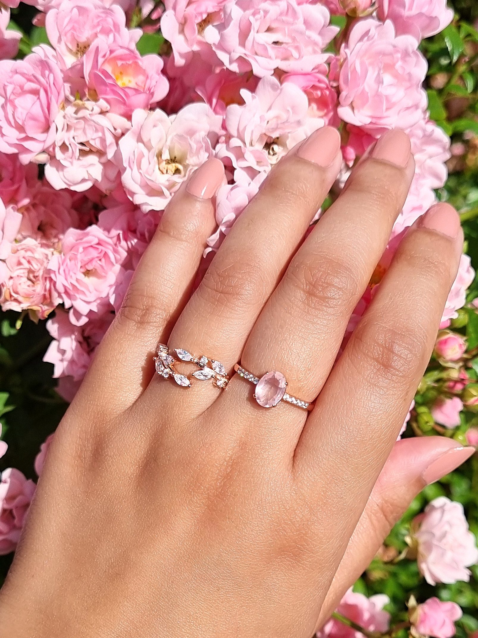 Rose Quartz Ring in Rose Gold Vermeil - SJR London Timepiece