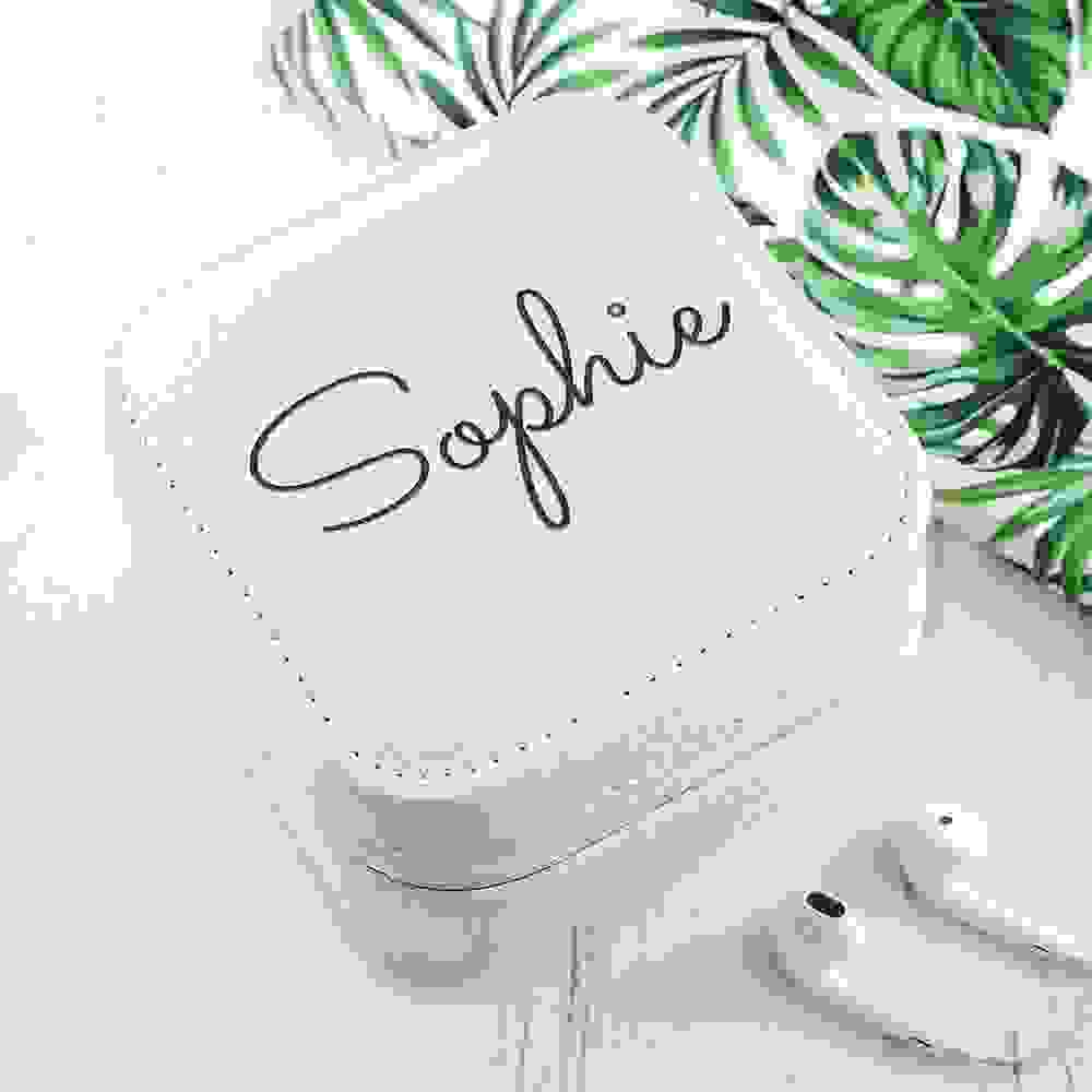 Personalised White Travel Jewellery Case