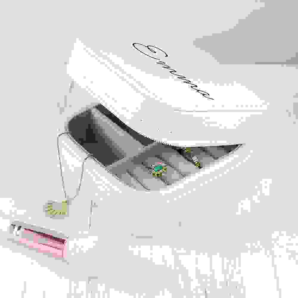 Personalised White Travel Jewellery Case