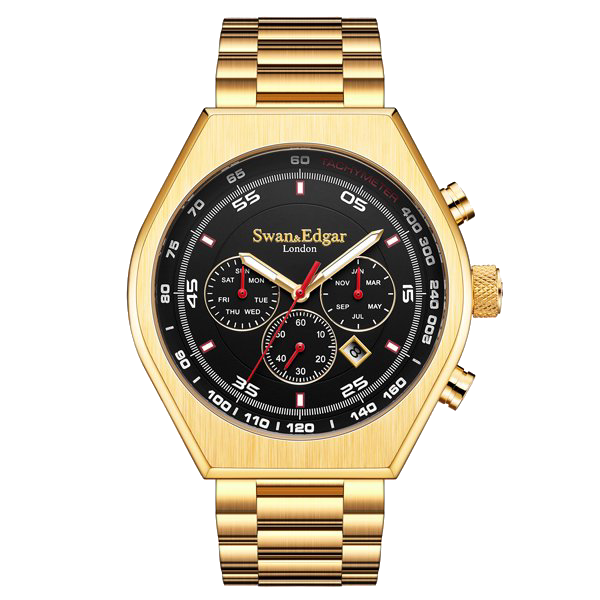 Montre automatique plaquée or, assemblée à la main, édition limitée Swan & Edgar, modèle classique contemporain
