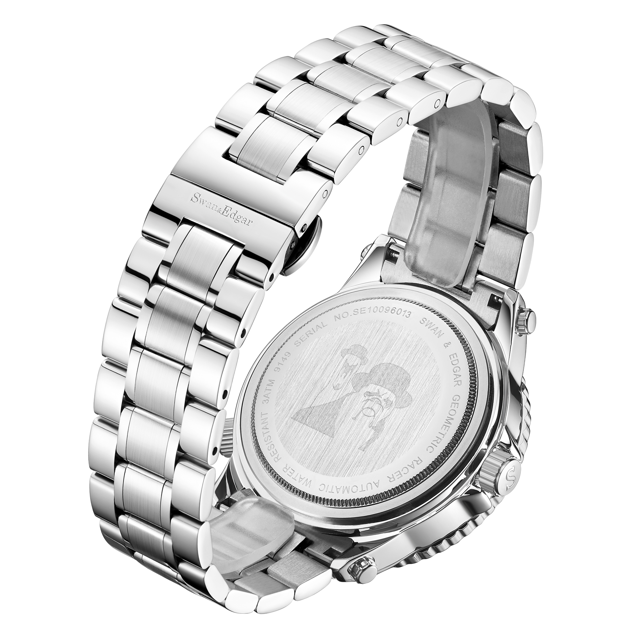 Montre automatique en acier "Geometric Racer" Swan & Edgar, édition limitée, assemblée à la main