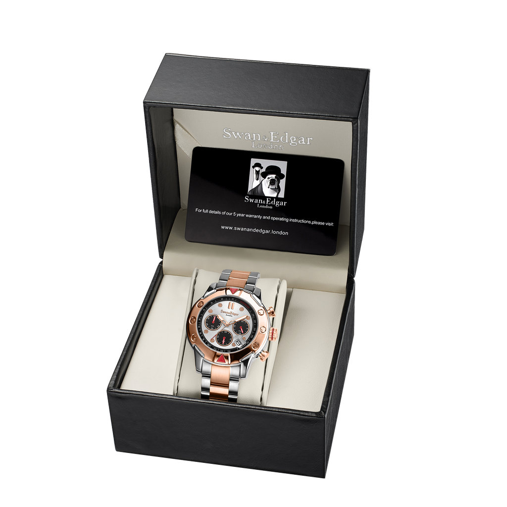 Édition limitée Swan & Edgar Montre hybride quartz mécanique assemblée à la main bicolore