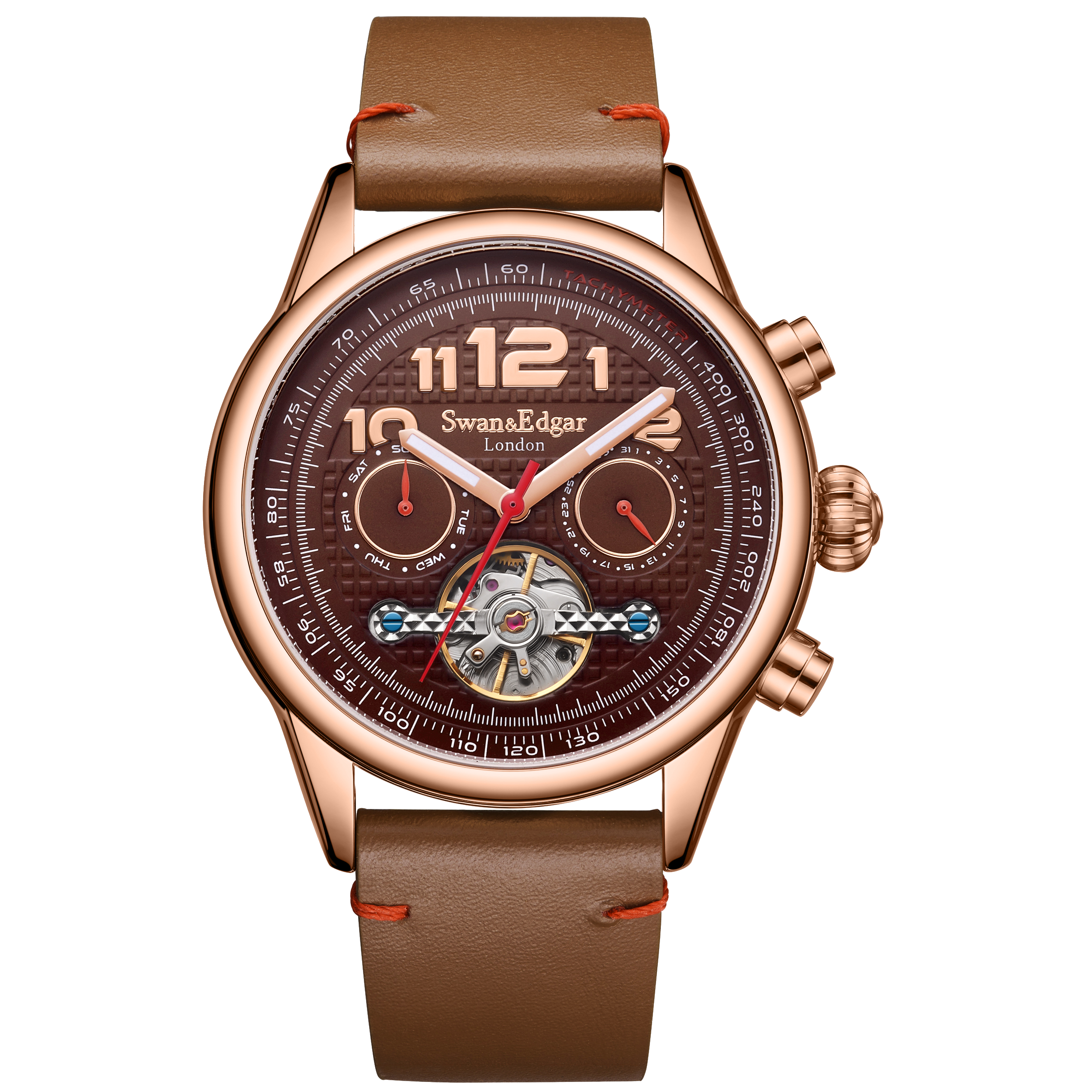 Édition limitée Swan & Edgar Montre Hasten Automatique Brun Rosé Assemblée Main