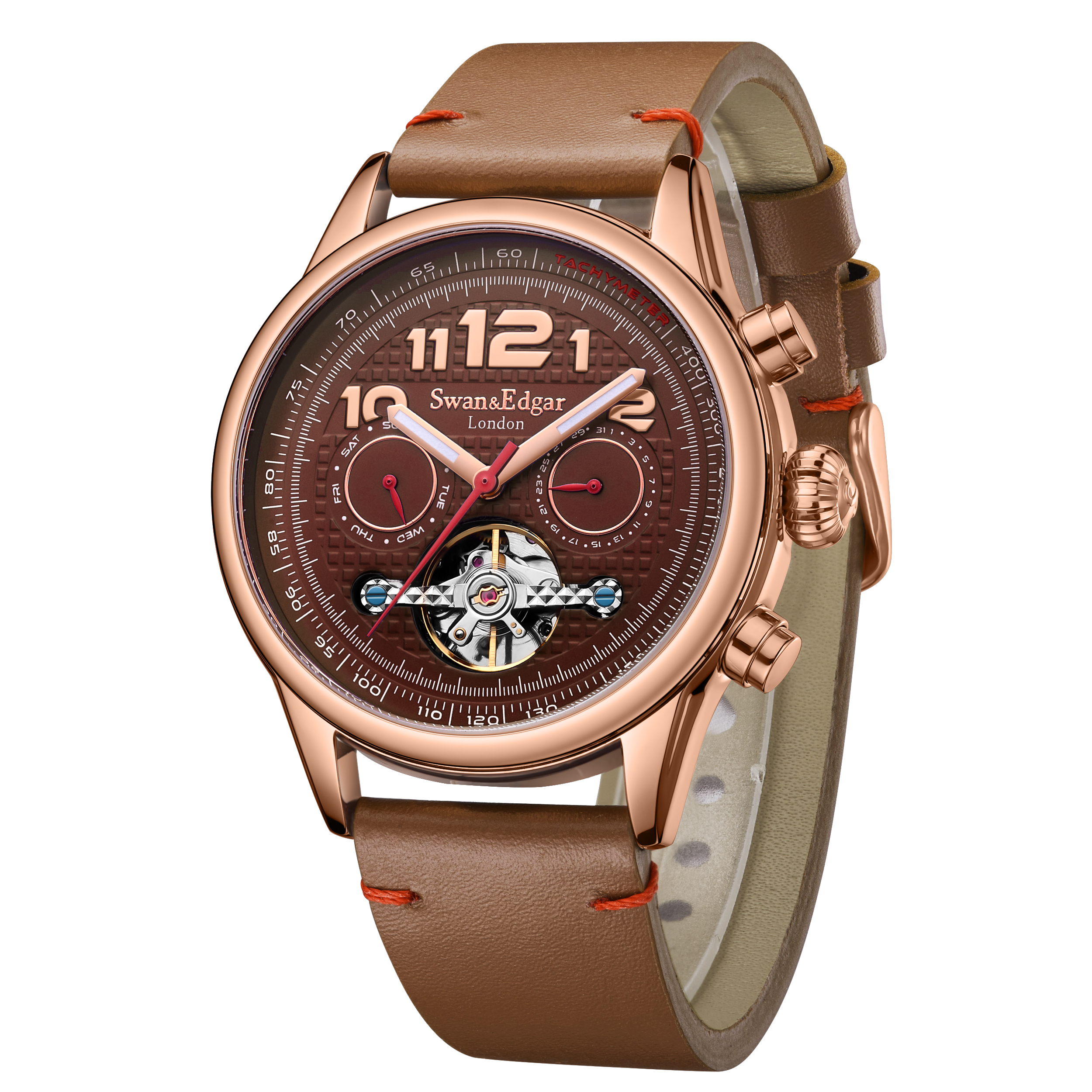 Édition limitée Swan & Edgar Montre Hasten Automatique Brun Rosé Assemblée Main
