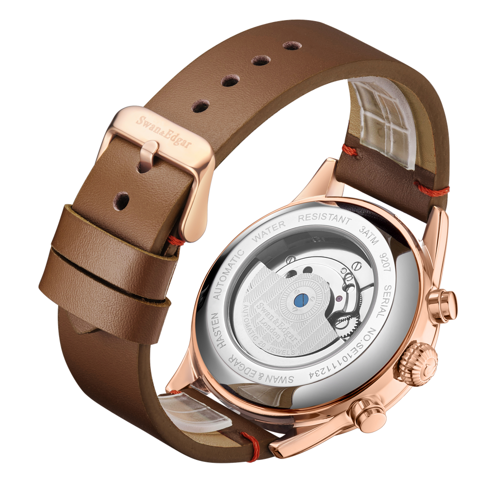 Édition limitée Swan & Edgar Montre Hasten Automatique Brun Rosé Assemblée Main
