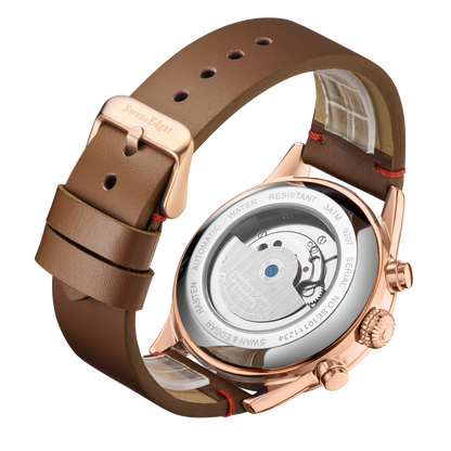 Limited Edition Swan & Edgar Hand Assembled Hasten Automatic Rose Brown - SJR London Timepiece