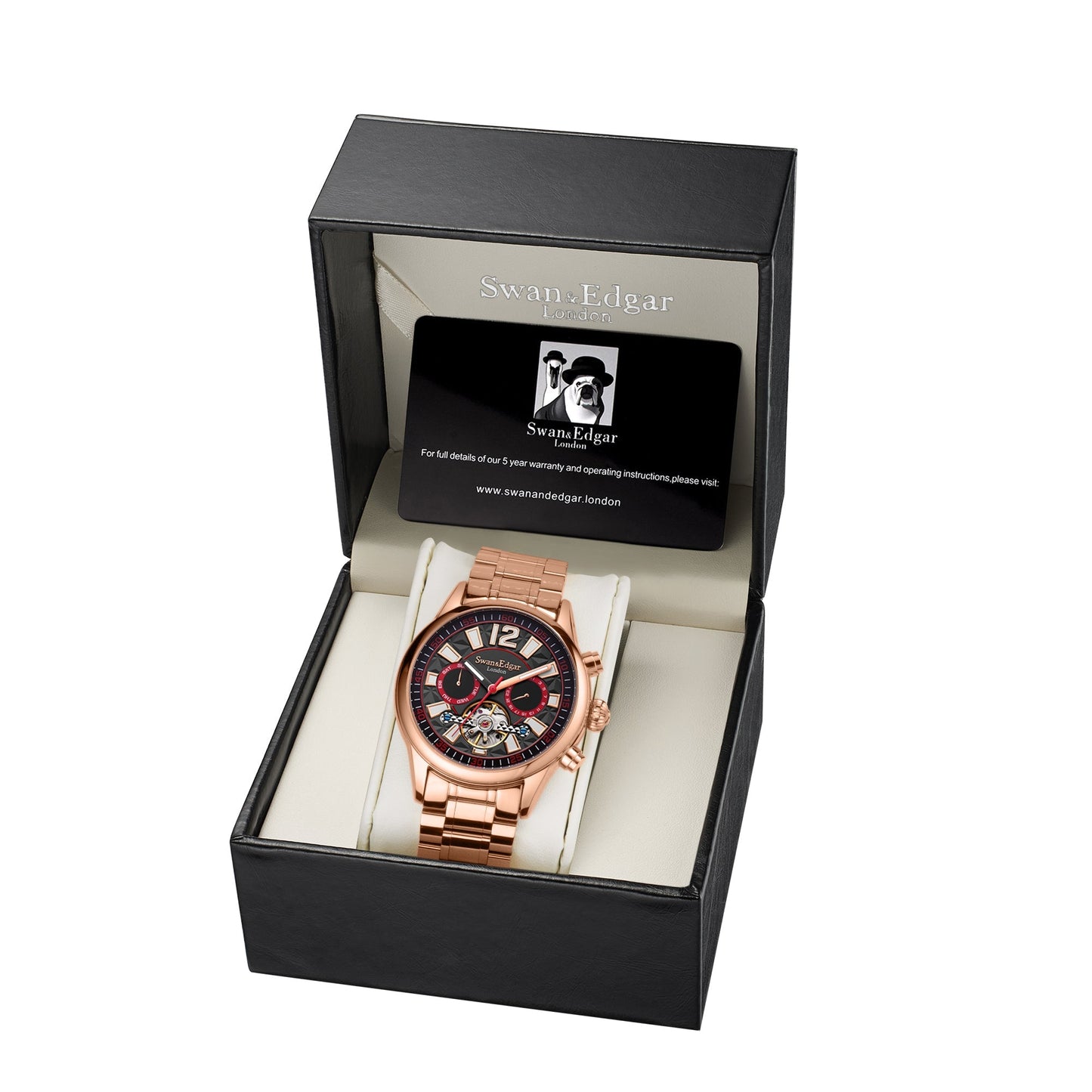 Limited Edition Swan & Edgar Hand Assembled Royal Exhibition Automatic Rose Black - SJR London Timepiece