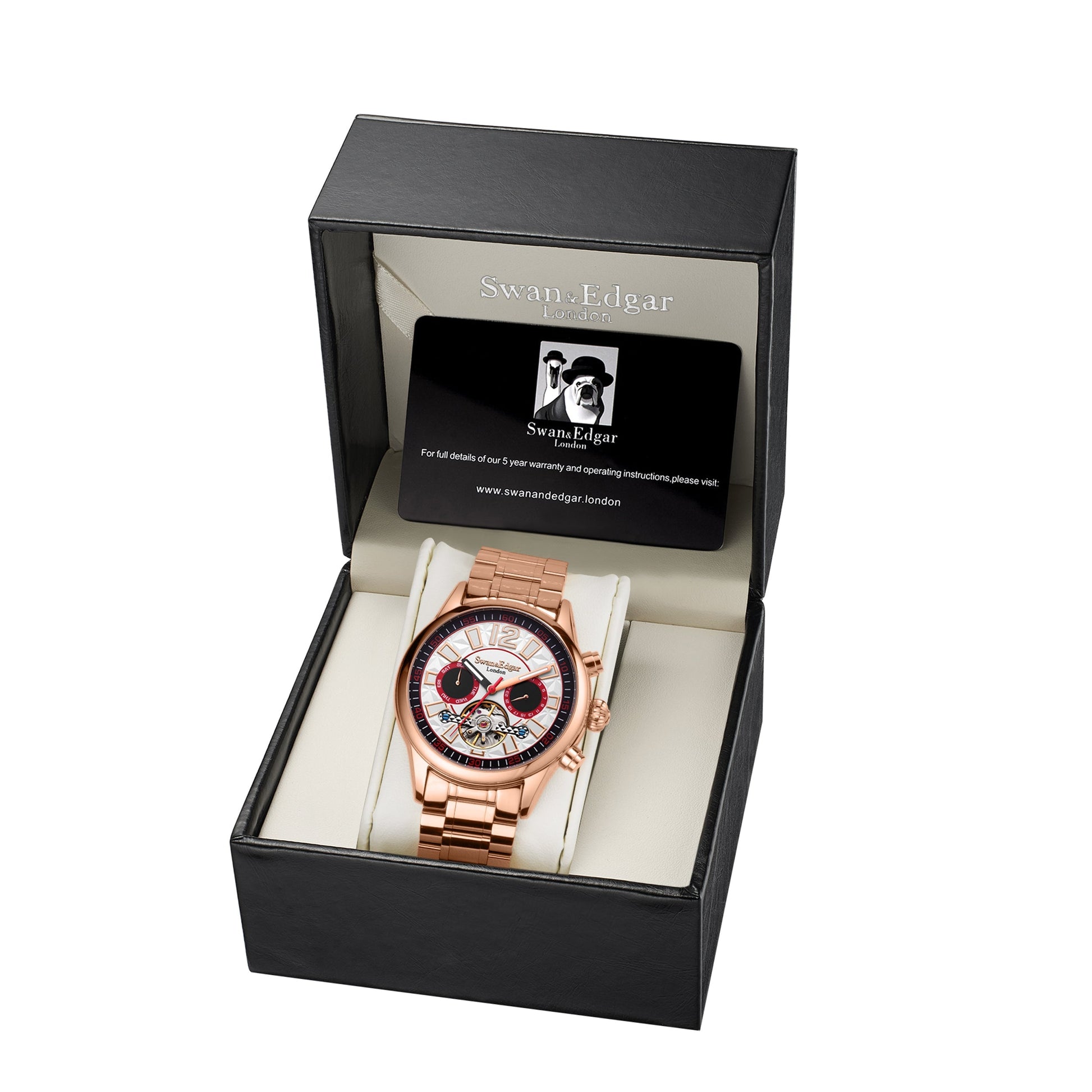 Limited Edition Swan & Edgar Hand Assembled Royal Exhibition Automatic Rose White - SJR London Timepiece