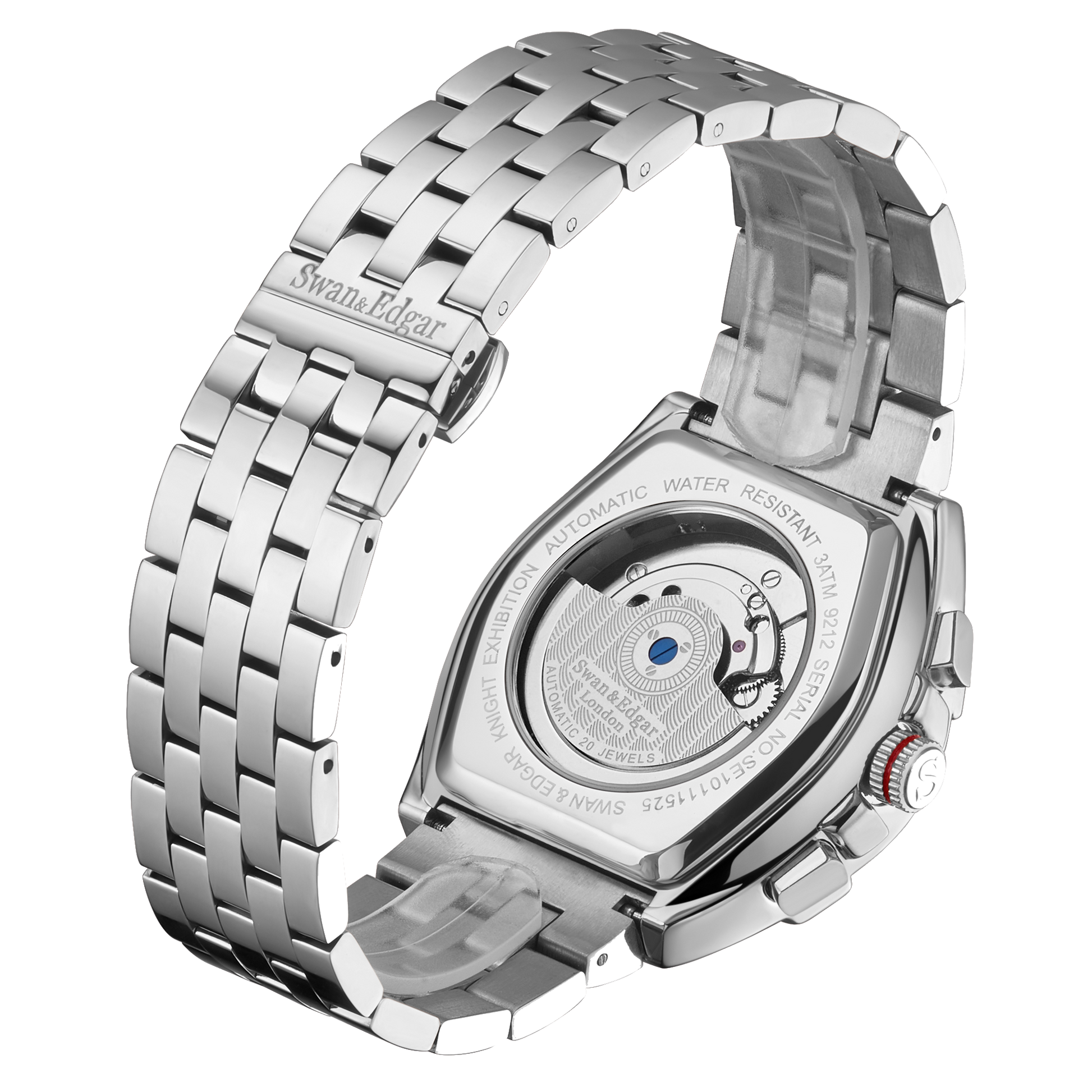 Limited Edition Swan & Edgar Hand Assembled Knight Exhibition Automatic Silver Navy - SJR London Timepiece