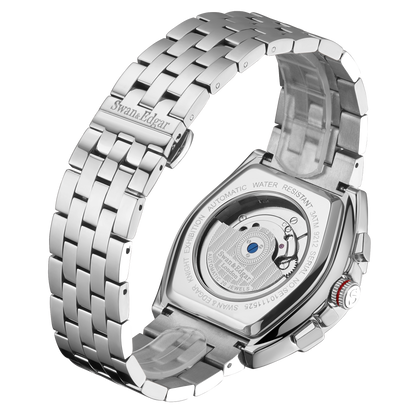 Limited Edition Swan & Edgar Hand Assembled Knight Exhibition Automatic Silver Navy - SJR London Timepiece