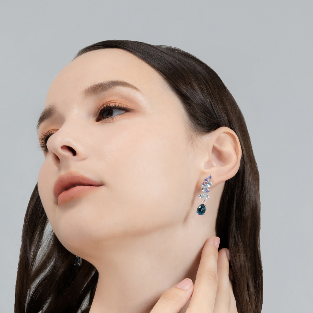 Blue Gemstone Drop Earrings in Sterling Silver - SJR London Timepiece