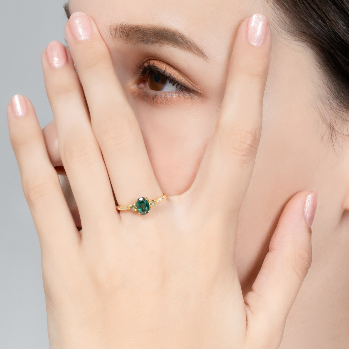 Green Topaz and Green Tourmaline Ring in 18k Gold Vermeil - SJR London Timepiece