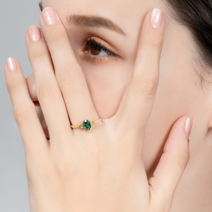 Green Topaz and Green Tourmaline Ring in 18k Gold Vermeil - SJR London Timepiece